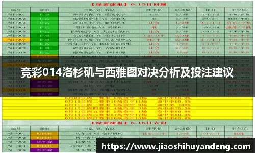 竞彩014洛杉矶与西雅图对决分析及投注建议